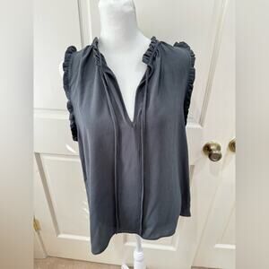 Thyme Women's Ruffled Sleeveless Top - Gray, size L